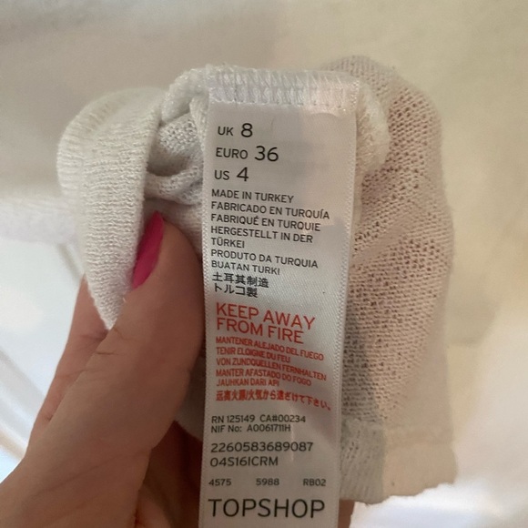 Topshop White Tee w/ Blue & Black Stripe Blue Collar - Picture 6 of 8